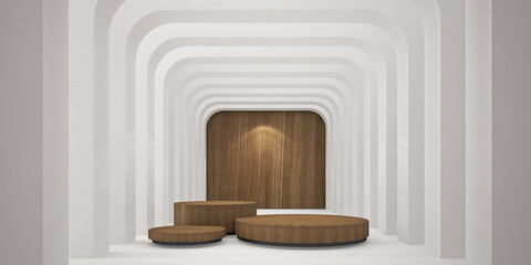 3D Rendering wood and white abstract background