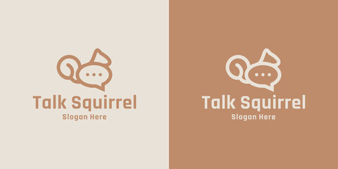 Chat squirrel logo design vector