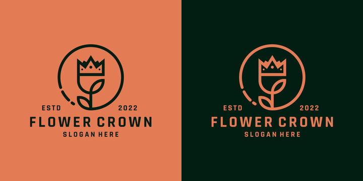 Beautiful rose and crown logo