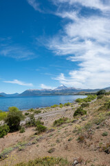 Fototapeta na wymiar View of the lake in the mountains. 