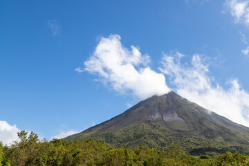 Arenal Volcano against blue sky in Costa Rica