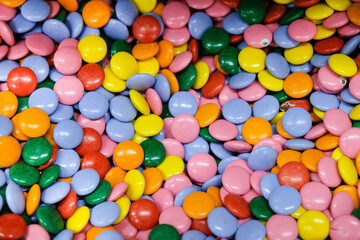 Fototapeta na wymiar Assorted colorful chocolate candy, sweets