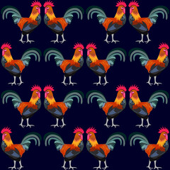 Seamless pattern with cock.Vector.