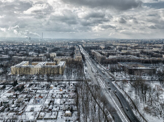 Kraków Nowa Huta w zimie © DRONE QUEST