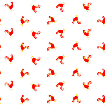 Seamless pattern with cock.Vector.