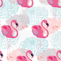 seamless pattern with flamingos