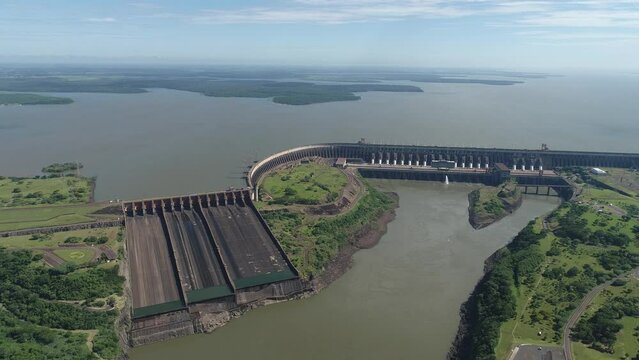 Natural landscape of giant river and waterfalls. International travel. World tourism landmark.