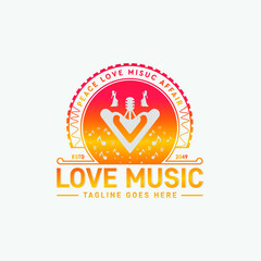 Love Music Logo Vector Template