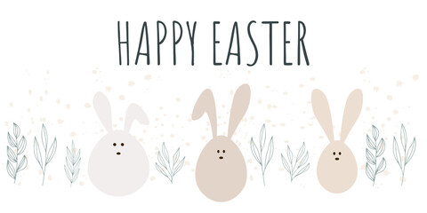 Easter bunny cute simple vector illustration.
greeting card poster hand drawn