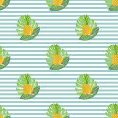 Exotic tropical seamless pattern with flower. Vector.