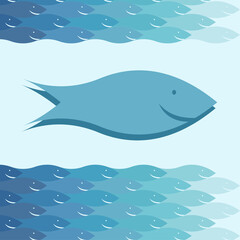 Fish, water, water. Vector backgruond.