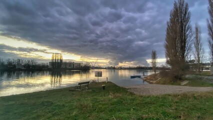 sunset over the river