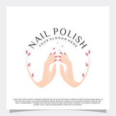 Nail polish logo design with modern concept and creative element Premium Vector