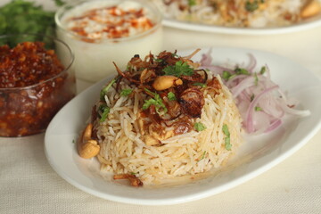 Cottage cheese Biriyani or Paneer Biriyani.