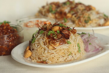 Cottage cheese Biriyani or Paneer Biriyani.