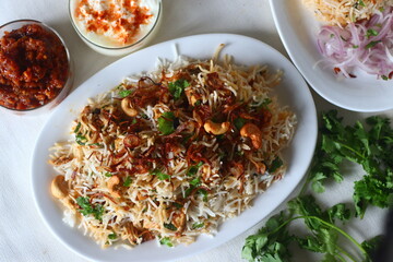 Cottage cheese Biriyani or Paneer Biriyani.