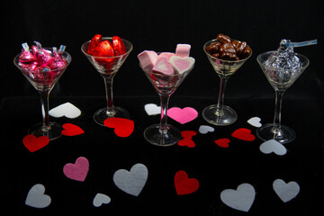  glasses of red  love and hearts  - valentines cocktail 