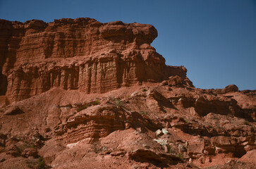 Fototapeta premium The dry arid desert landscape of the Moon Valley in Argentina