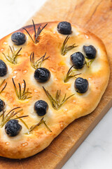 foccacia with black olives and rosemary