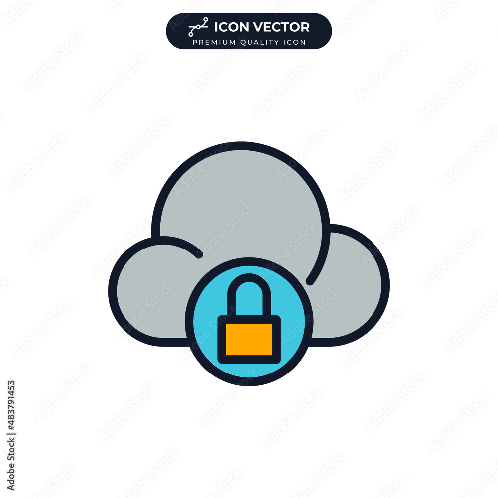 Poster private cloud security icon symbol template for graphic and web design collection logo vector illust
