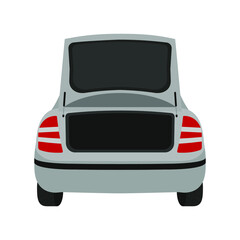 Car with an open trunk on a white background (back view)