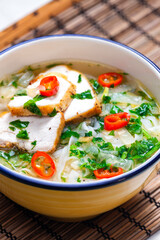 Vieatnamese soup pho with chicken meat