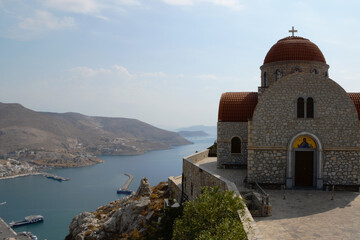 Fototapeta na wymiar Monastery of Agios Savvas in Pothia on Kalymnos island (Dodecanese islands, Greece)