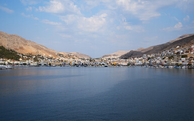 Fototapeta na wymiar viev of Pothia - city on Kalymnos island (Dodecanese islands, Greece)