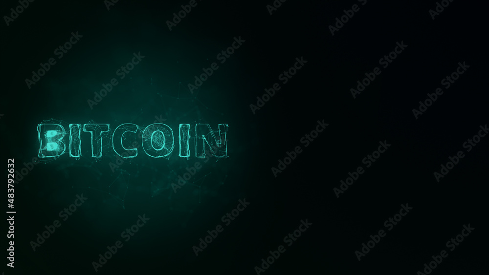 Fototapete Bitcoin title with plexus effect. Connected lines with dots. Lines title plexus