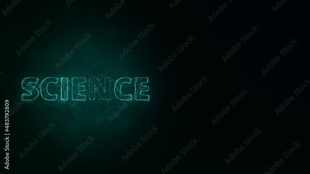 Poster Science title with plexus effect. Connected lines with dots. Lines title plexus
