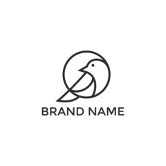minimalist canary bird line circle logo design