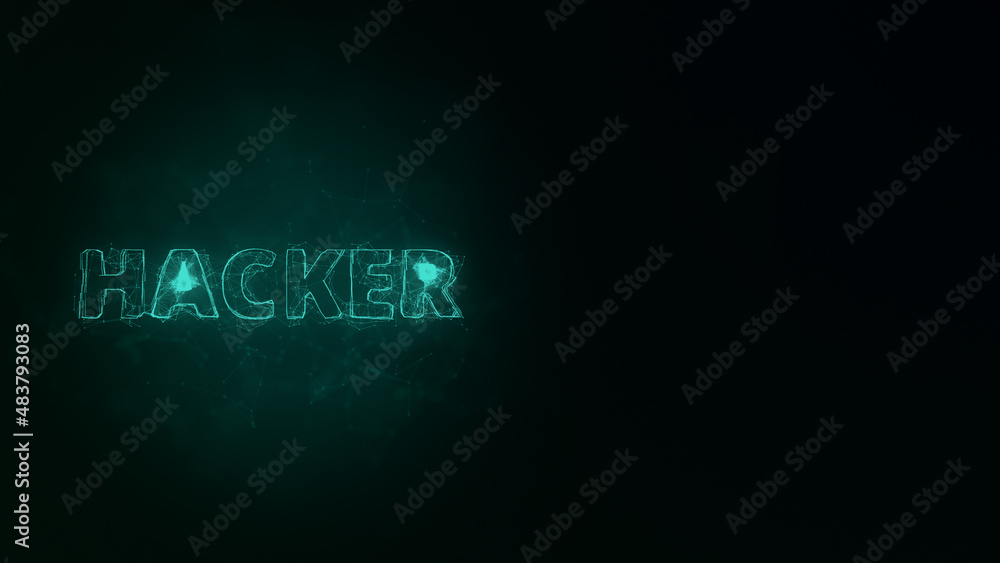 Aufkleber Hacker title with plexus effect. Connected lines with dots. Lines title plexus