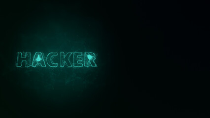 Hacker title with plexus effect. Connected lines with dots. Lines title plexus
