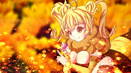 Anime manga girl bee paints nails HD wallpaper	