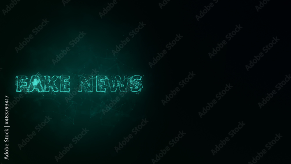 Fototapete Fake News title with plexus effect. Connected lines with dots. Lines title plexus
