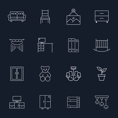 Furniture icons set . Furniture  pack symbol vector elements for infographic web