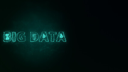 Big Data title with plexus effect. Connected lines with dots. Lines title plexus