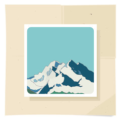 vintage photo frame with mountain