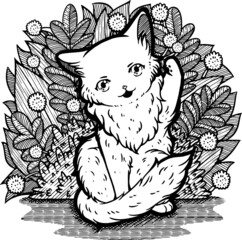 Kitty Final Boss Vectorize Line Art Illustration