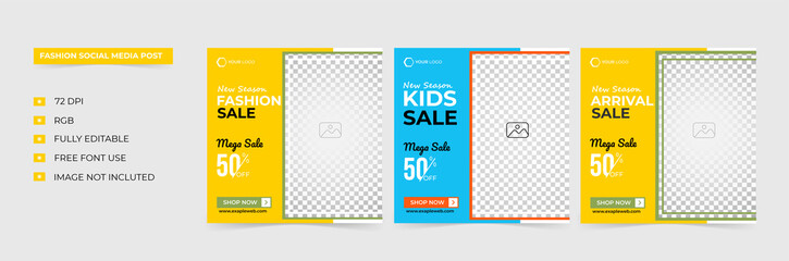 Obraz premium Fashion sale social media post template. Vector illustration.