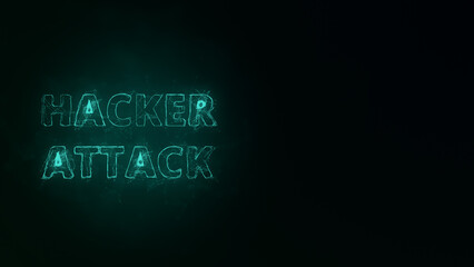 Hacker Attack title with plexus effect. Connected lines with dots. Lines title plexus