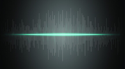 Glowing dotted sound wave wallpaper. Spotted light graph equalizer with color dodge style background.