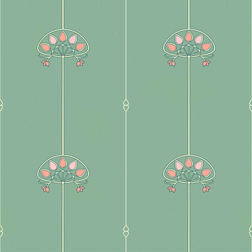Art Nouveau. Seamless pattern, wallpaper in Art Nouveau style. Vector.