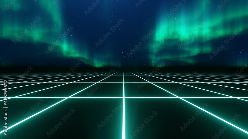 Poster futuristic motion lines with aurora for abstract background. elegant and luxury dynamic template in 