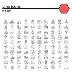 Baby Thin Line Related Icons Set on White Background. Simple Mono Linear Pictogram Pack Stroke Logo Concept for Web Graphics