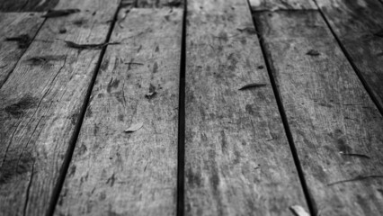 old wooden boards and fallen leaves