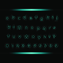 Neon Alphabet With Numbers. A font well suited for use in business cards, flyers and other printed products. abc. Alphabet with decoration