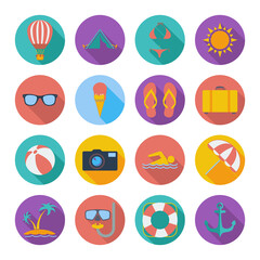 Summer icons set. Flat related icon set for web and mobile applications. It can be used as logo, pictogram, icon, infographic element