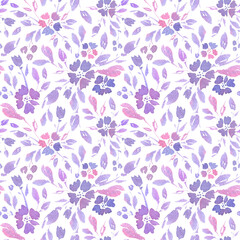 Beautiful pattern with purple flowers. Cute pattern with flowers for fabric, wallpaper, scrapbook paper, wrapping paper