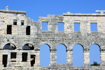 detail of the famous arena in Pula, Croatia